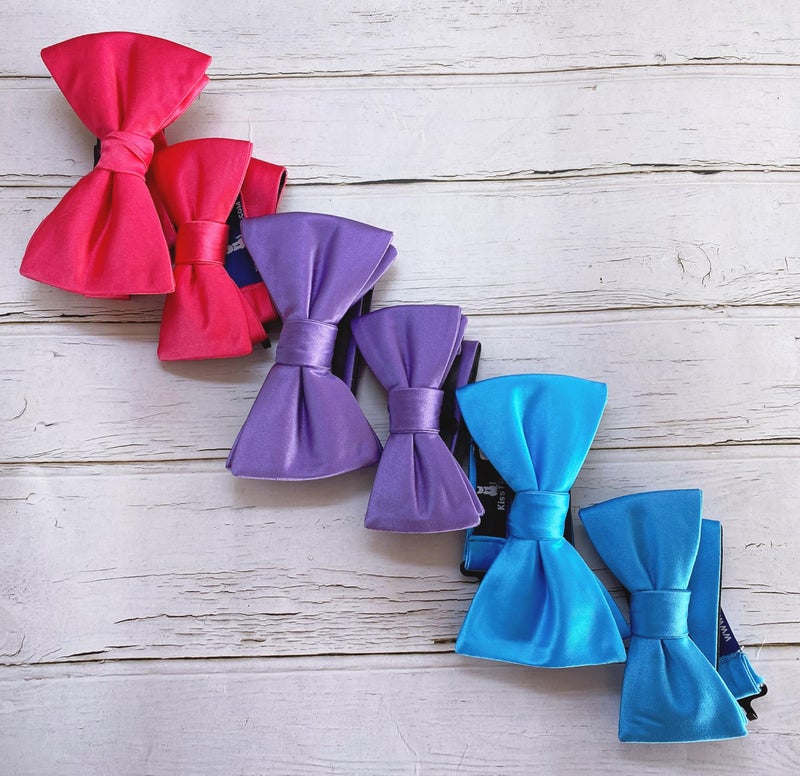 KissTies Pink Red Pre-Tied Boys Bow Ties Flamingo Satin Bowties + Gift Box - Image 2